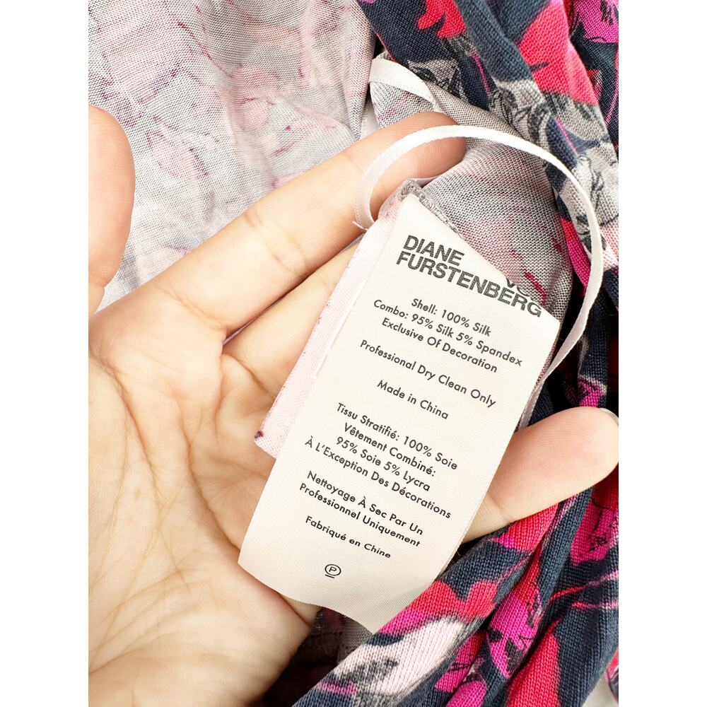 DVF Elita Wrap Dress – Long Sleeve Printed Silk Jersey Mini - Picture 4 of 6